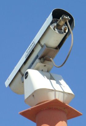 A police video camera at the Tempe Cesspool for the Arts