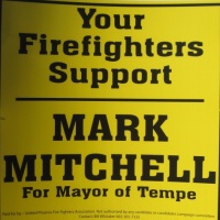 Illegal campaign poster by Mark Mitchell who is running for Mayor of Tempe, Arizona